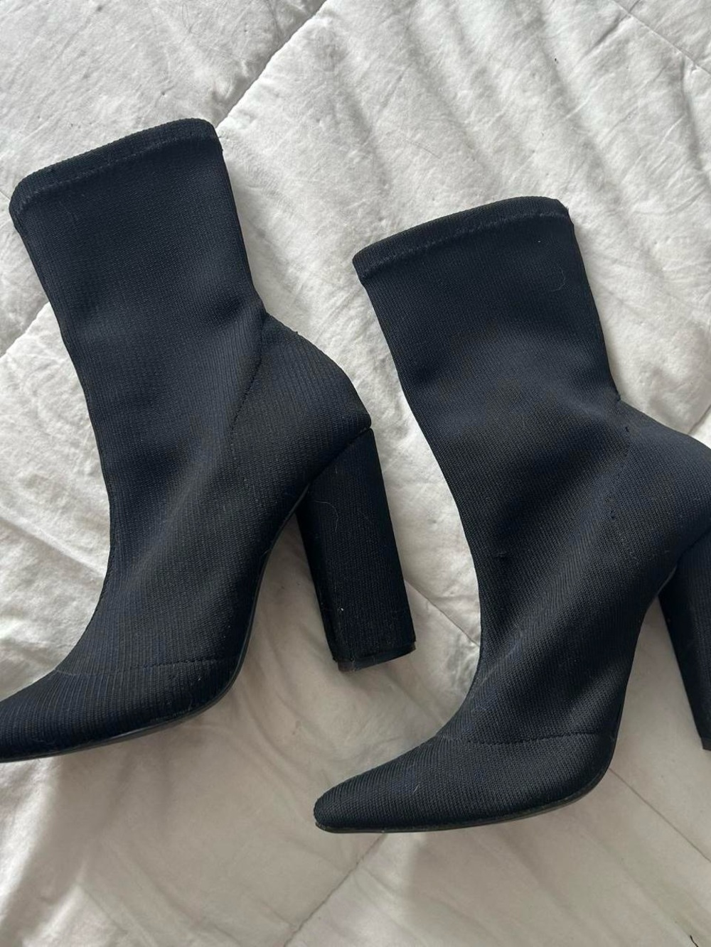 Steve Madden Stretch Knit Sock Boots -‎ Black
